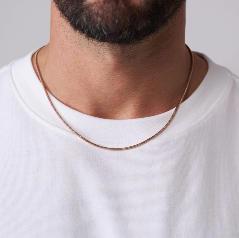 Sterling Silver with Rose Gold Plated Snake Chain Necklace 2mm-2