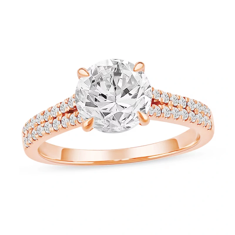 14K Rose Gold 1 to 3.5 CT. T.W Round Cut Lab Created Diamond Engagement Ring D VVS1 Clarity 3EX IGI Certified-1
