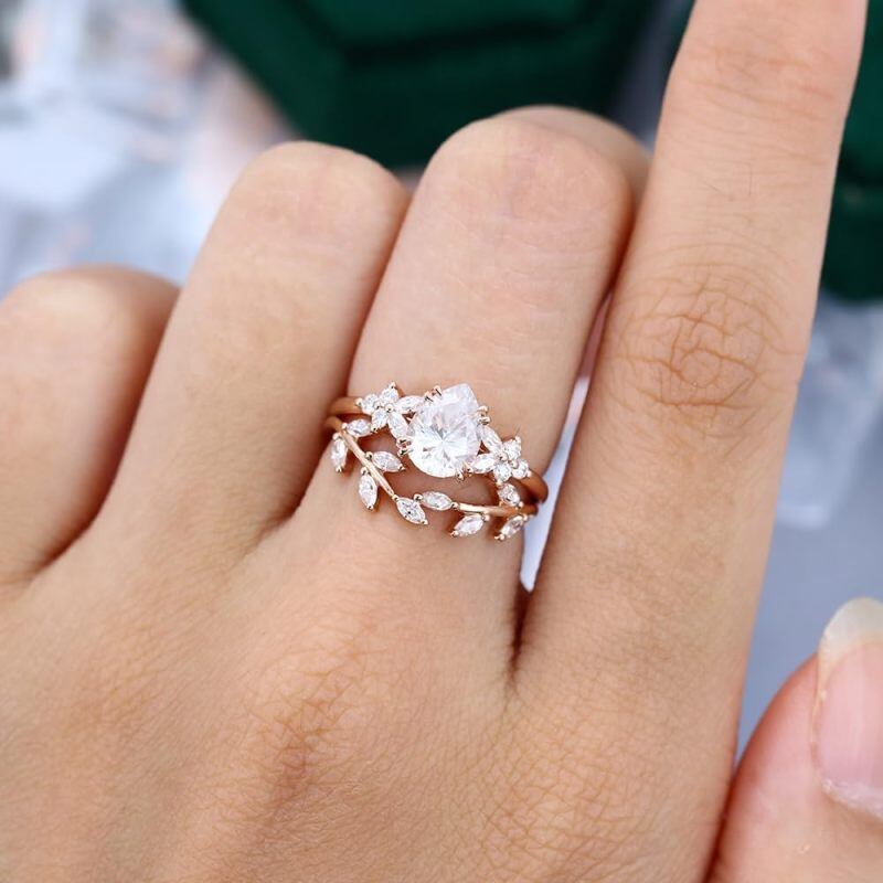14K Rose Gold 1 to 6 CT Pear Cut Moissanite Bridal Set-2