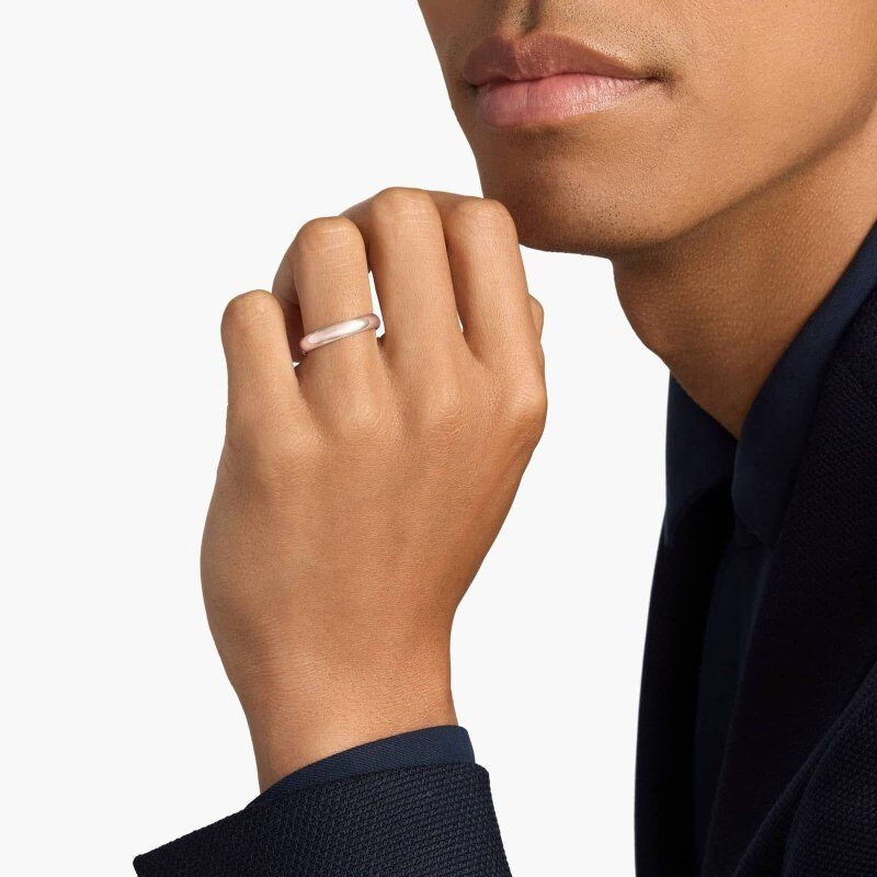 Alianza de boda clásica tradicional de oro rosa de 18 k ligeramente curvada de 4 mm-2