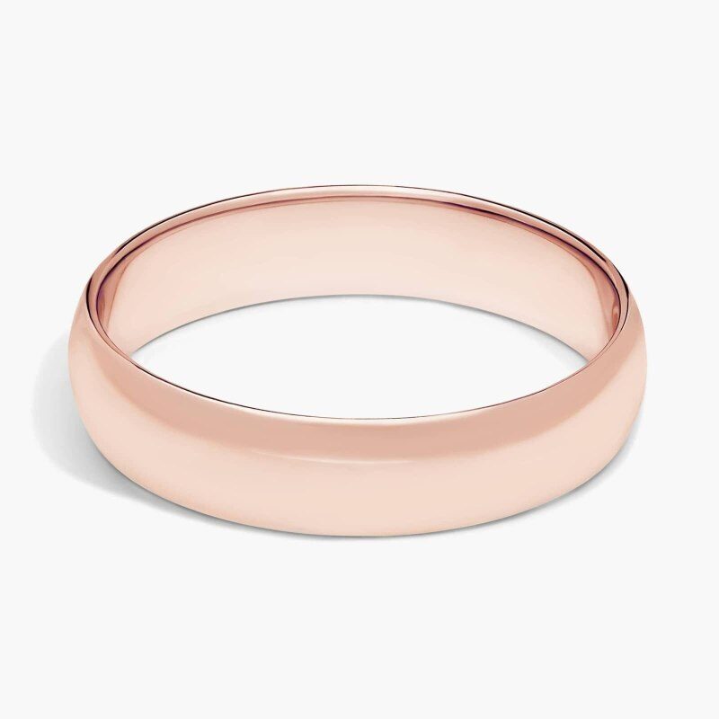 Obrączka ślubna z 18-karatowego różowego złota, tradycyjna, klasyczna, lekko zakrzywiona, 5 mm-1