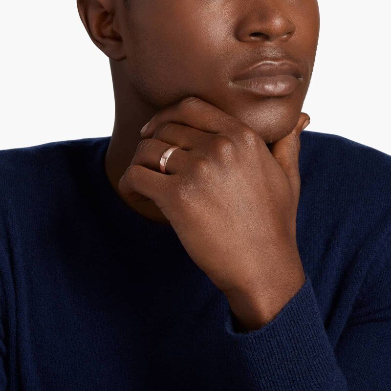 Obrączka ślubna z 18-karatowego różowego złota, tradycyjna, klasyczna, lekko zakrzywiona, 5 mm-2