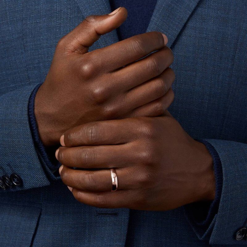 Obrączka ślubna z 18-karatowego różowego złota, tradycyjna, klasyczna, lekko zakrzywiona, 5 mm-3