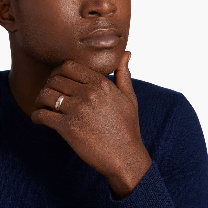 Alianza de boda clásica tradicional de oro rosa de 14 k ligeramente curvada de 6 mm-2