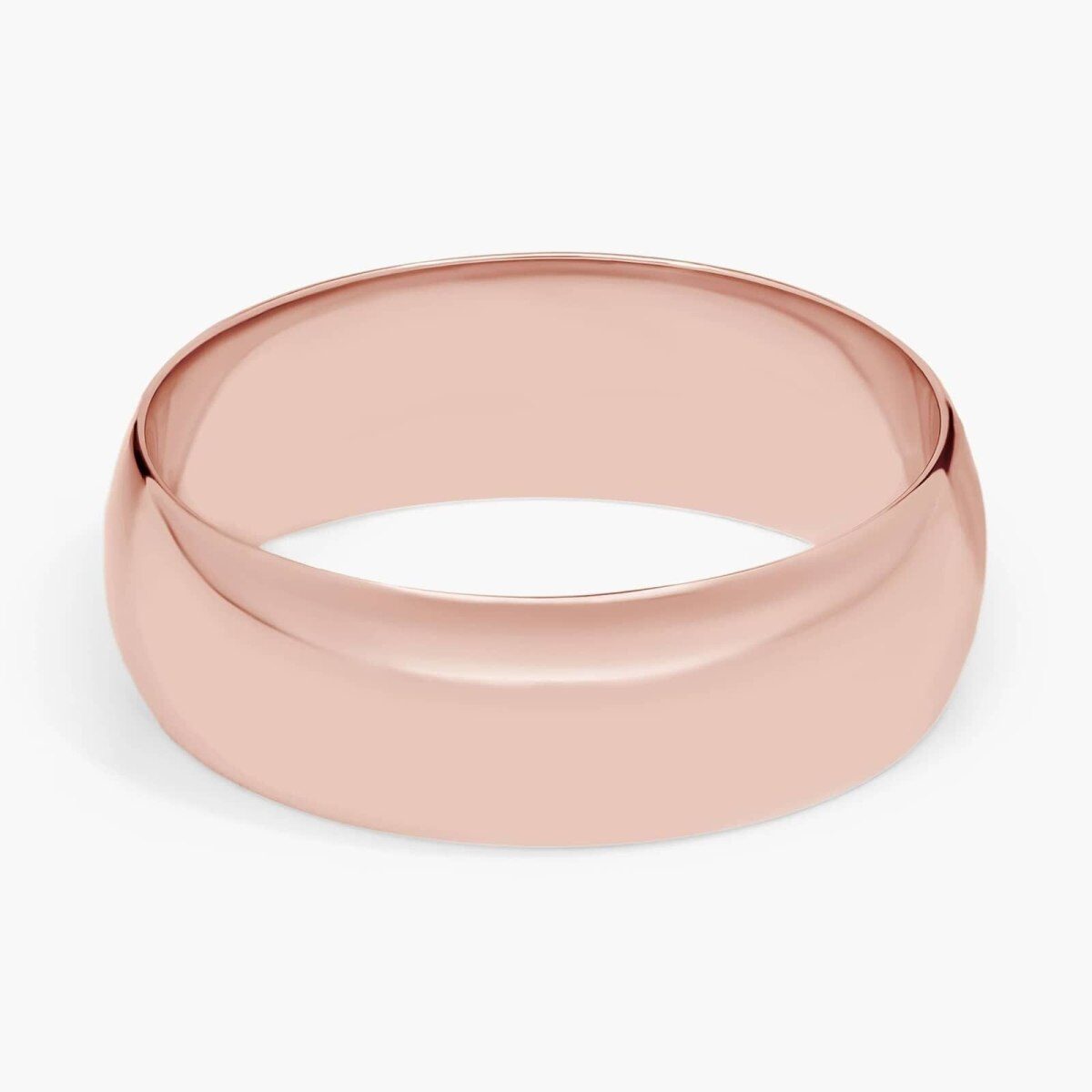 18k Rose Gold Traditional Classic Slightly Curved Wedding Band 7mm-1