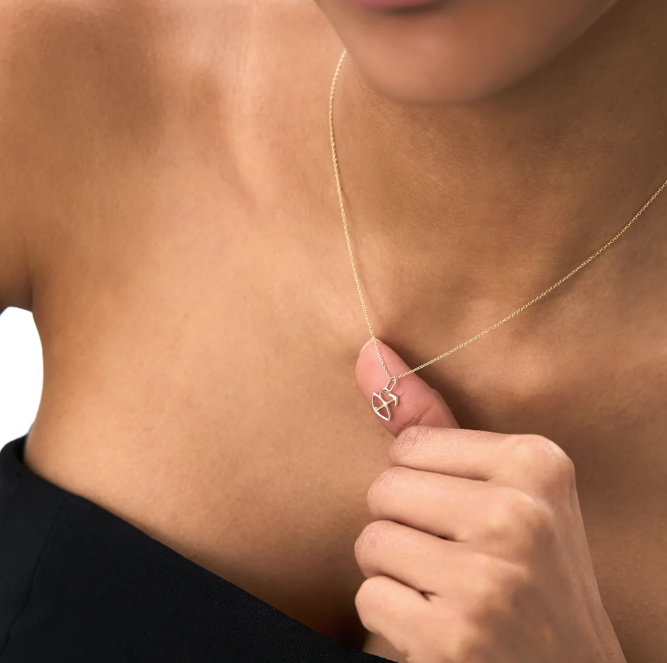 14K Sagittarius Zodiac Charm Necklace-3