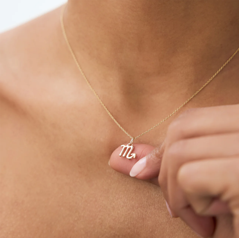 10K Scorpio Zodiac Charm Necklace-2