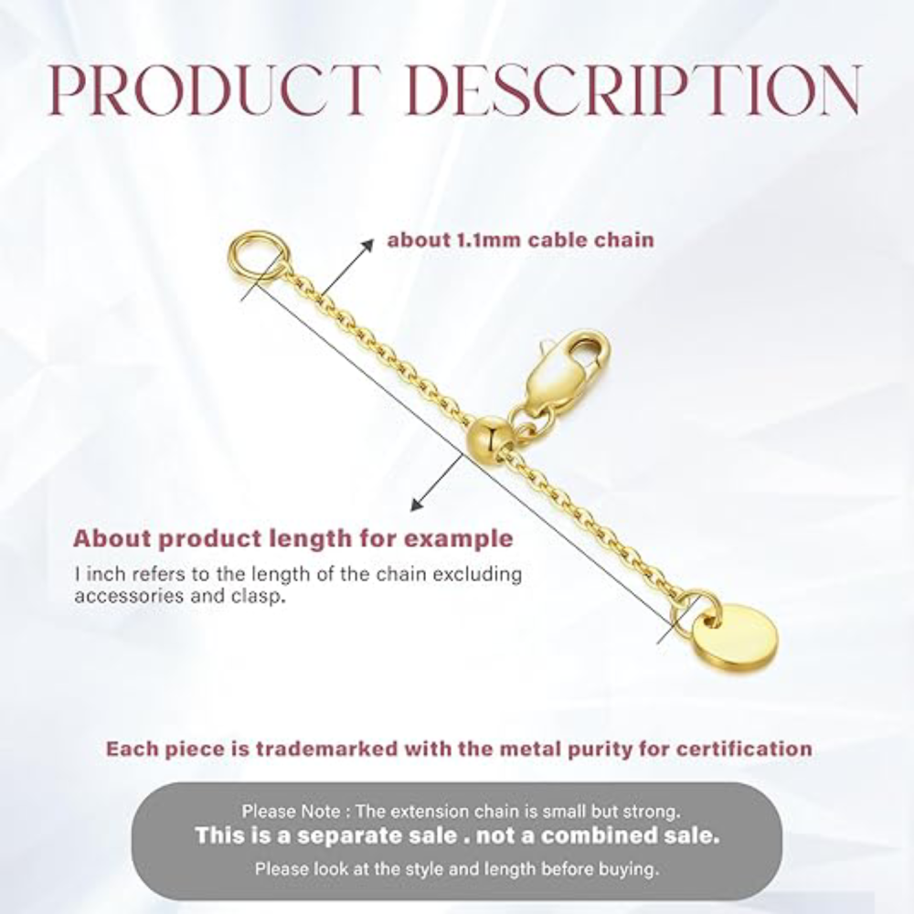 10K O-Shaped Chain Calendering Jewelry Extension Chain 2Inch For Women-2