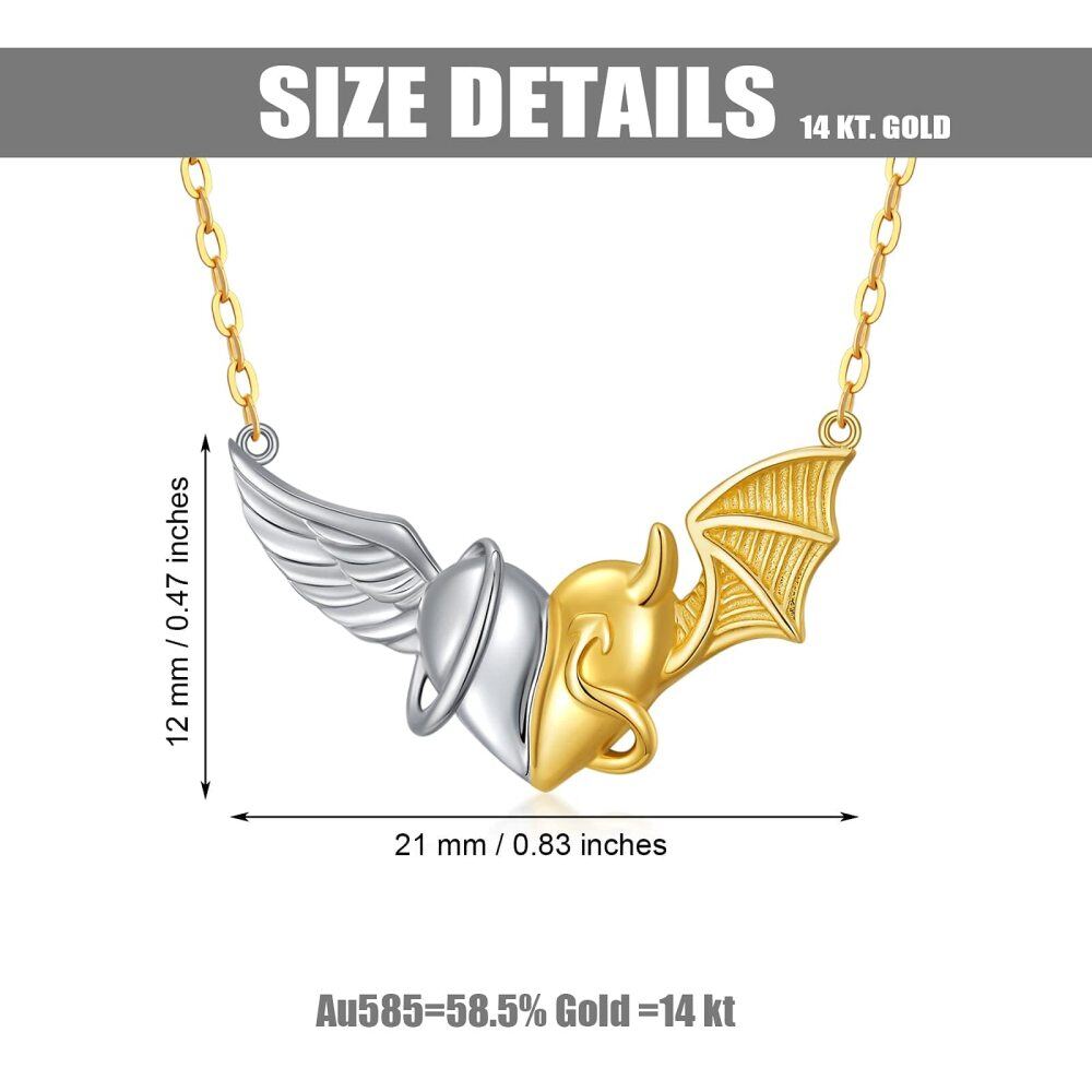 10K Silver & Gold Angel Wings Pendant Necklace-5
