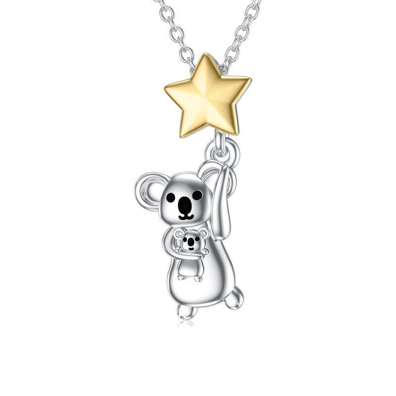 Collier pendentif Koala en argent et or 14 carats-1