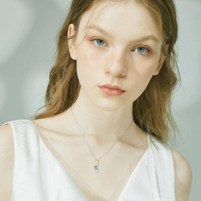 10K Silver & Gold Koala Pendant Necklace-2