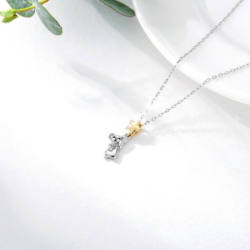 Collana con ciondolo Koala in argento e oro 14K-3