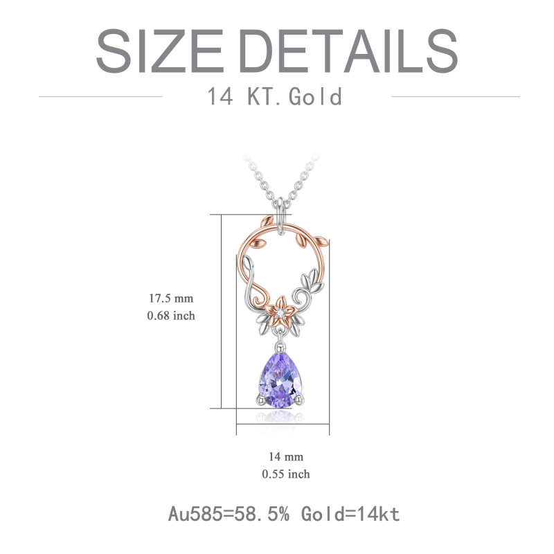 10K Silver & Rose Gold Cubic Zirconia Circle Pendant Necklace-6