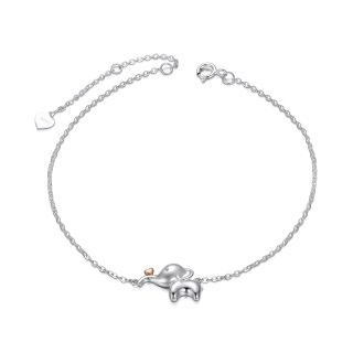 14K Gold Two-Tone Elephant & Heart Single Layer Anklet For Women-48