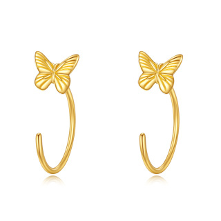 14K Solid Gold Butterlfy Half Huggie Hoop Earrings Jewelry Gifts-45