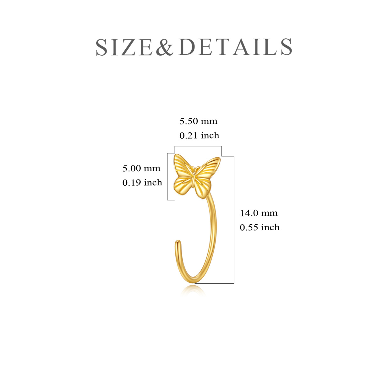 14K Massivgold Schmetterling Halb Huggie Creolen Schmuck Geschenke-3