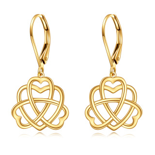 14k Solid Gold Celtic Heart Drop Leverback Earrings Jewelry Gifts-37