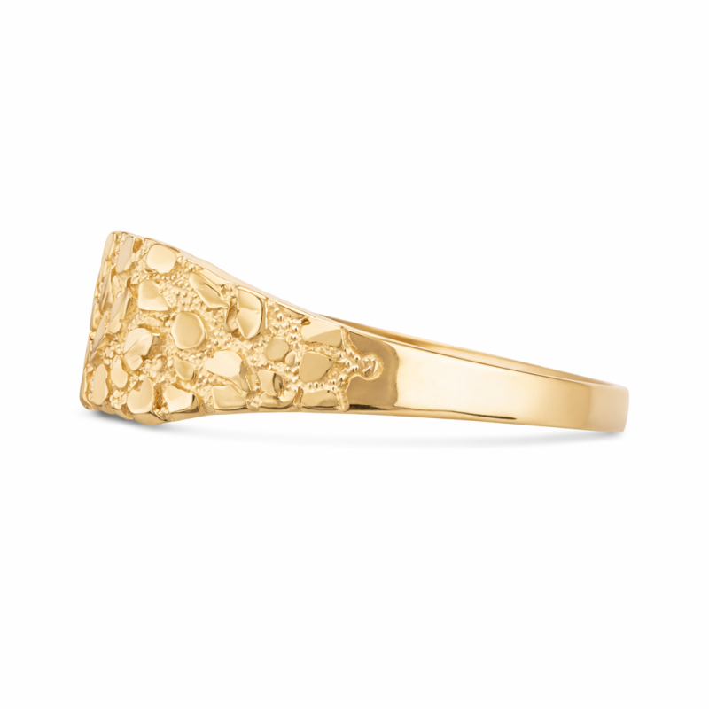 Anillo cuadrado de pepita mediana de oro sólido de 14 quilates para hombre-3