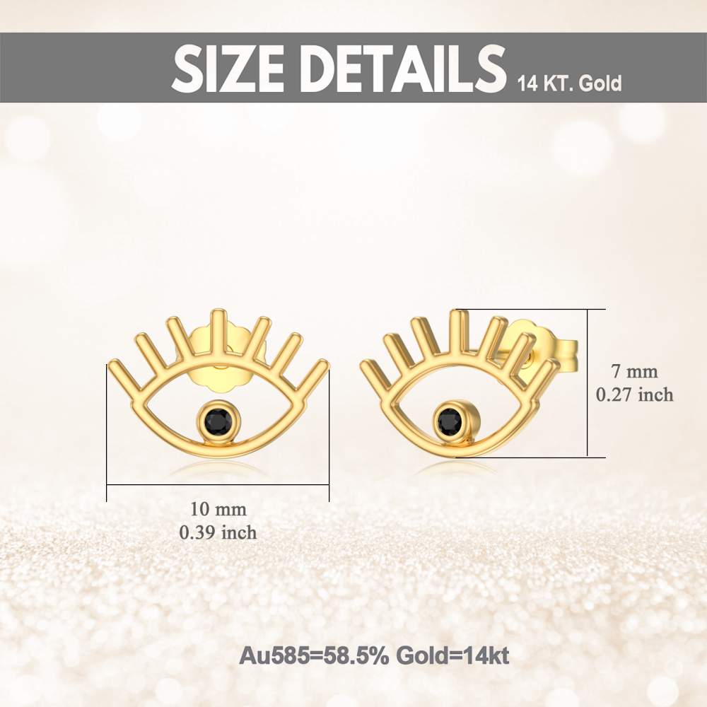 10K Solid Gold Stud Earrings for Women Evil Eye Stud Earrings Jewelry Gift for Her-5