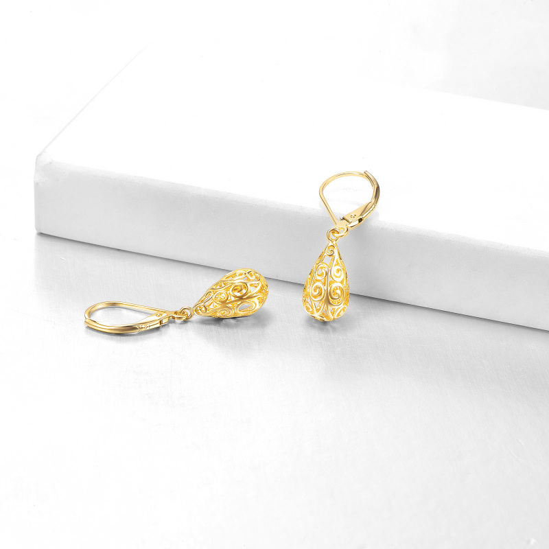 Brincos em forma de gota com filigrana em ouro branco 9K-4