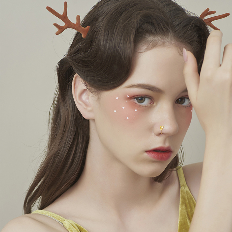 10K White Gold Cubic Zirconia Butterfly Nose Ring-2