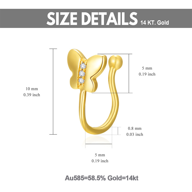 10K White Gold Cubic Zirconia Butterfly Nose Ring-5