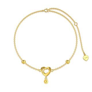 10K Gold Heart Charm Bracelet-4