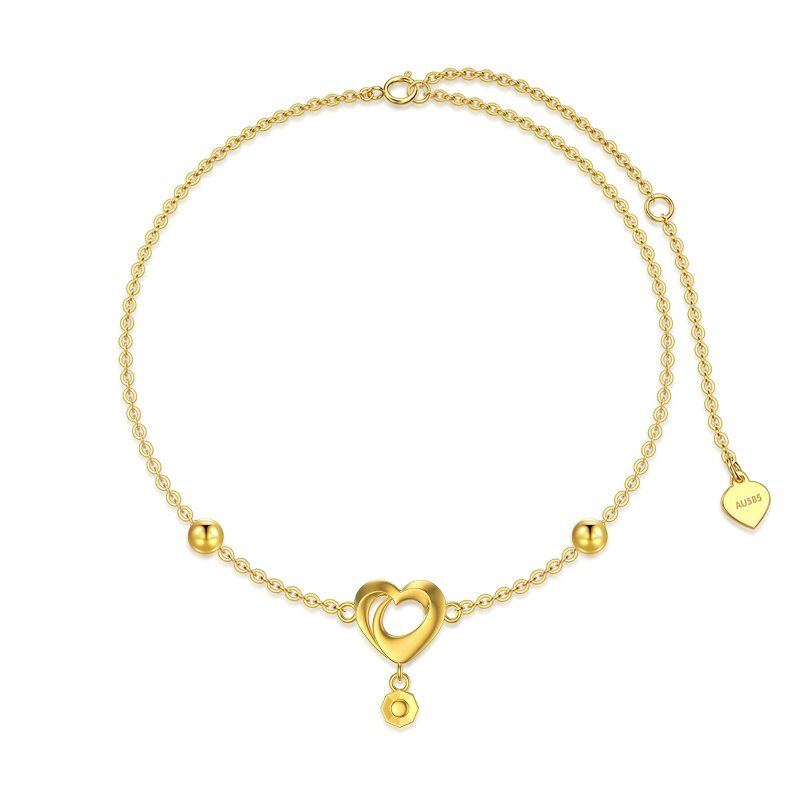 10K Gold Heart Charm Bracelet-12