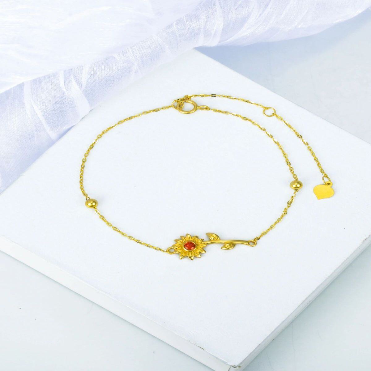 Pulseira girassol 14K, tornozeleira, presentes para mulheres, mães, dia da mãe-3