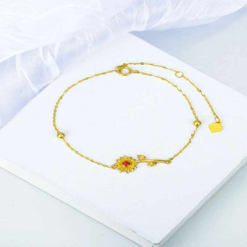 Pulsera de girasol de 14 quilates, tobillera, regalo para mujeres, mamás y el Día de la Madre.-3