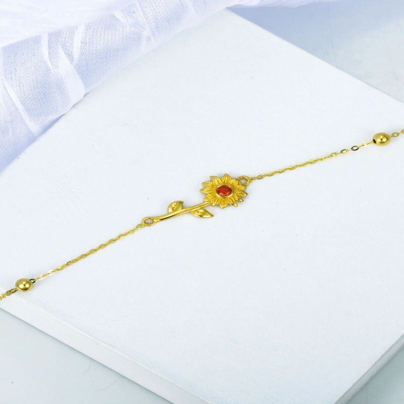 Pulsera de girasol de 14 quilates, tobillera, regalo para mujeres, mamás y el Día de la Madre.-4