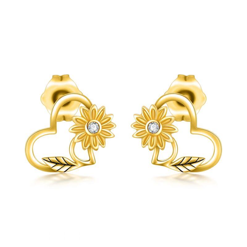 Kolczyki ze złota 18K w kształcie słonecznika-1