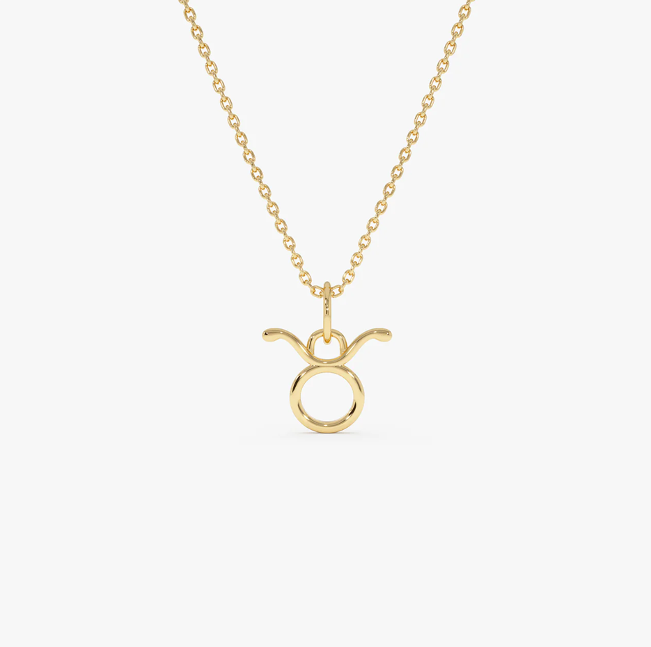 18K Taurus Zodiac Charm Necklace-1