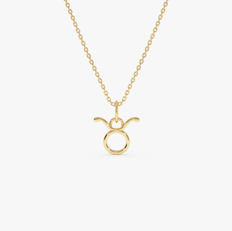 Collar con dije del zodiaco Tauro de 10 quilates-1