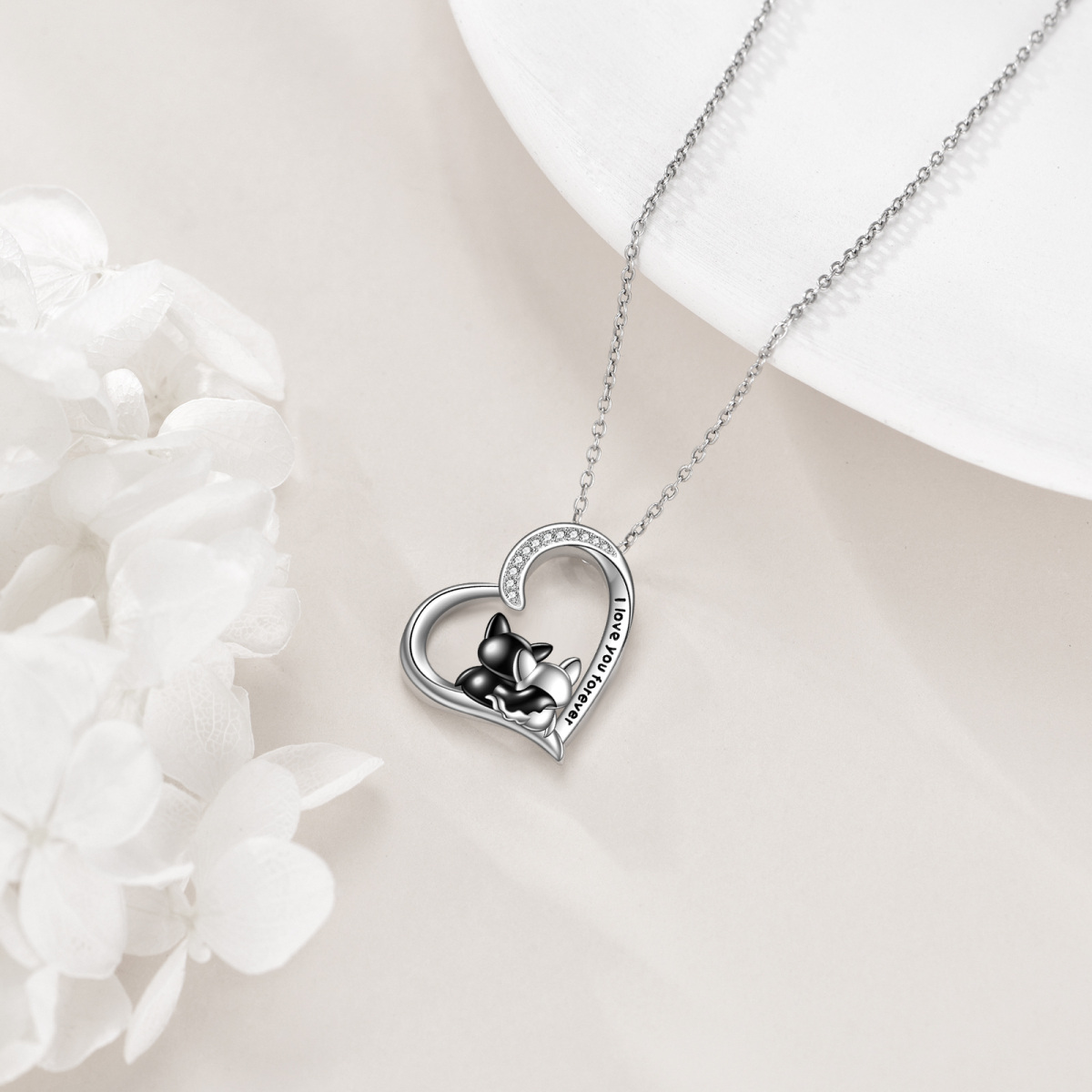 14K Two-tone Cubic Zirconia Bat Pendant Necklace-5