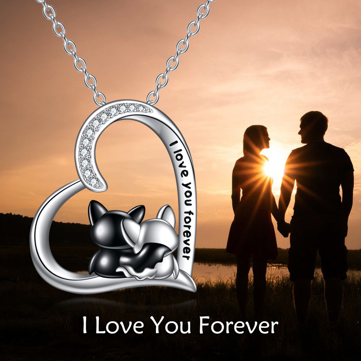 14K Two-tone Cubic Zirconia Bat Pendant Necklace-7
