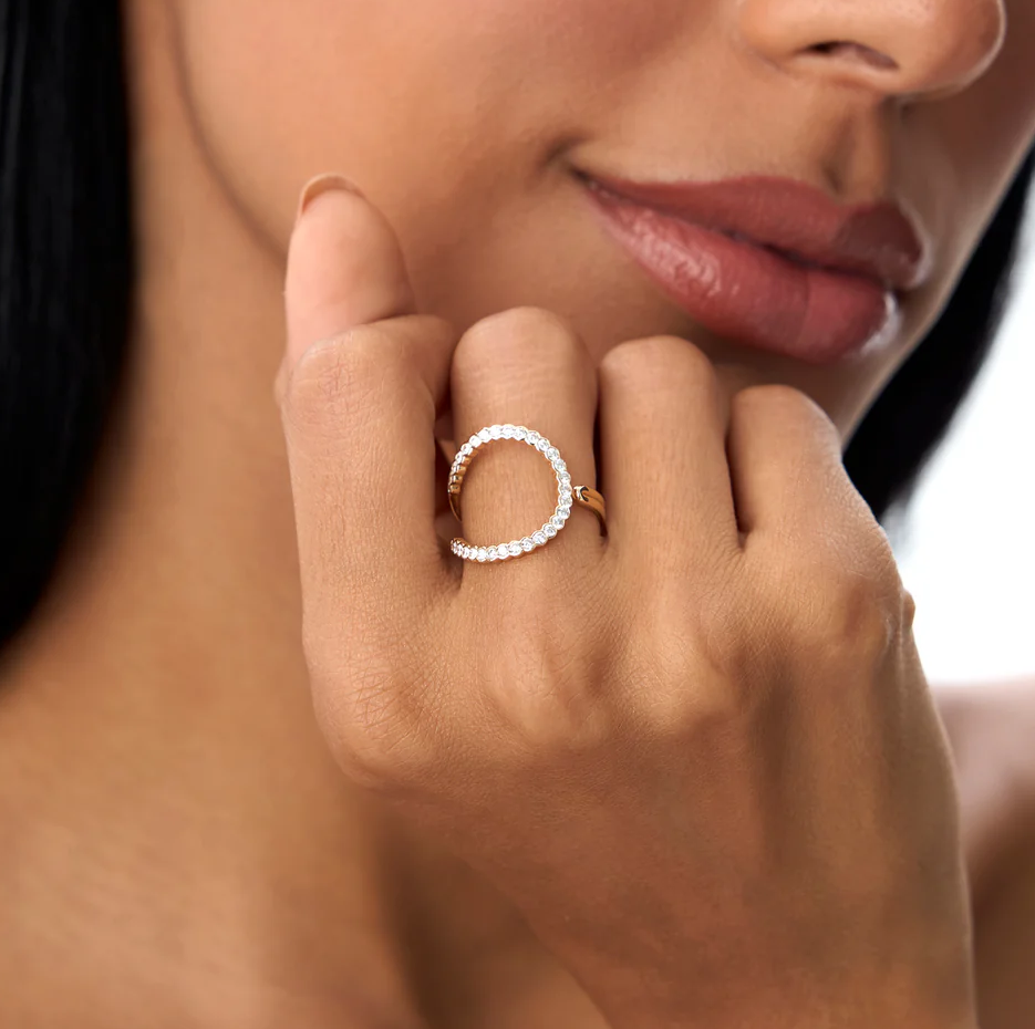 14k Unikalny Półramkowy Pierścionek z Diamentami 0,55 CT-2