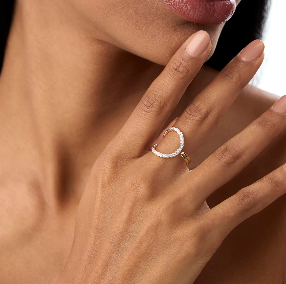 14k Unikalny Półramkowy Pierścionek z Diamentami 0,55 CT-3