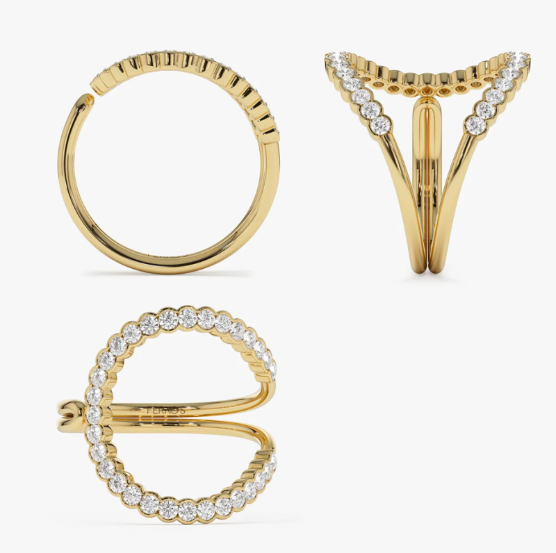 خاتم زفاف مخصص من الذهب الأبيض عيار 10 قيراط، مرصع بماسات مختبرية وزنها 0.55 قيراط، لون D، نقاء VVS، 3EX-4