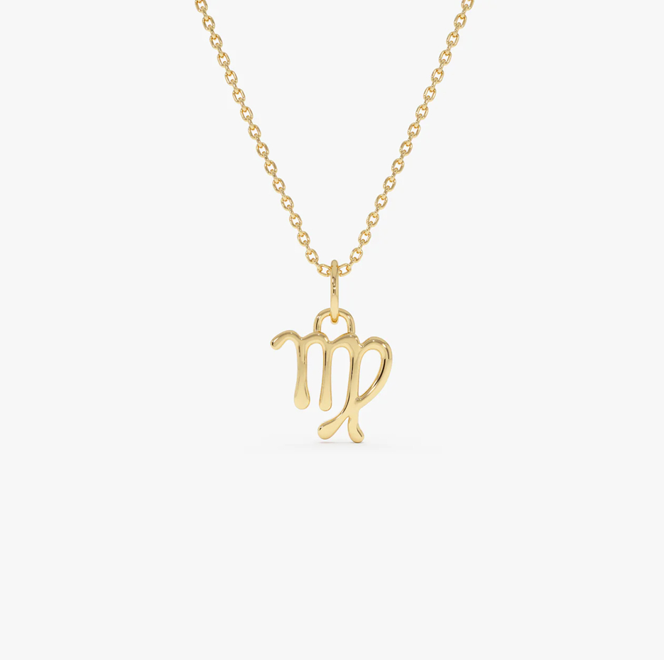 14K Virgo Zodiac Charm Necklace-1