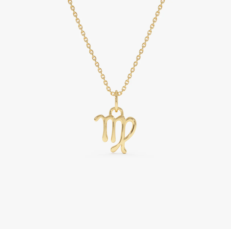 10K Virgo Zodiac Charm Necklace-1