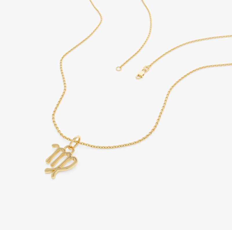 10K Virgo Zodiac Charm Necklace-3
