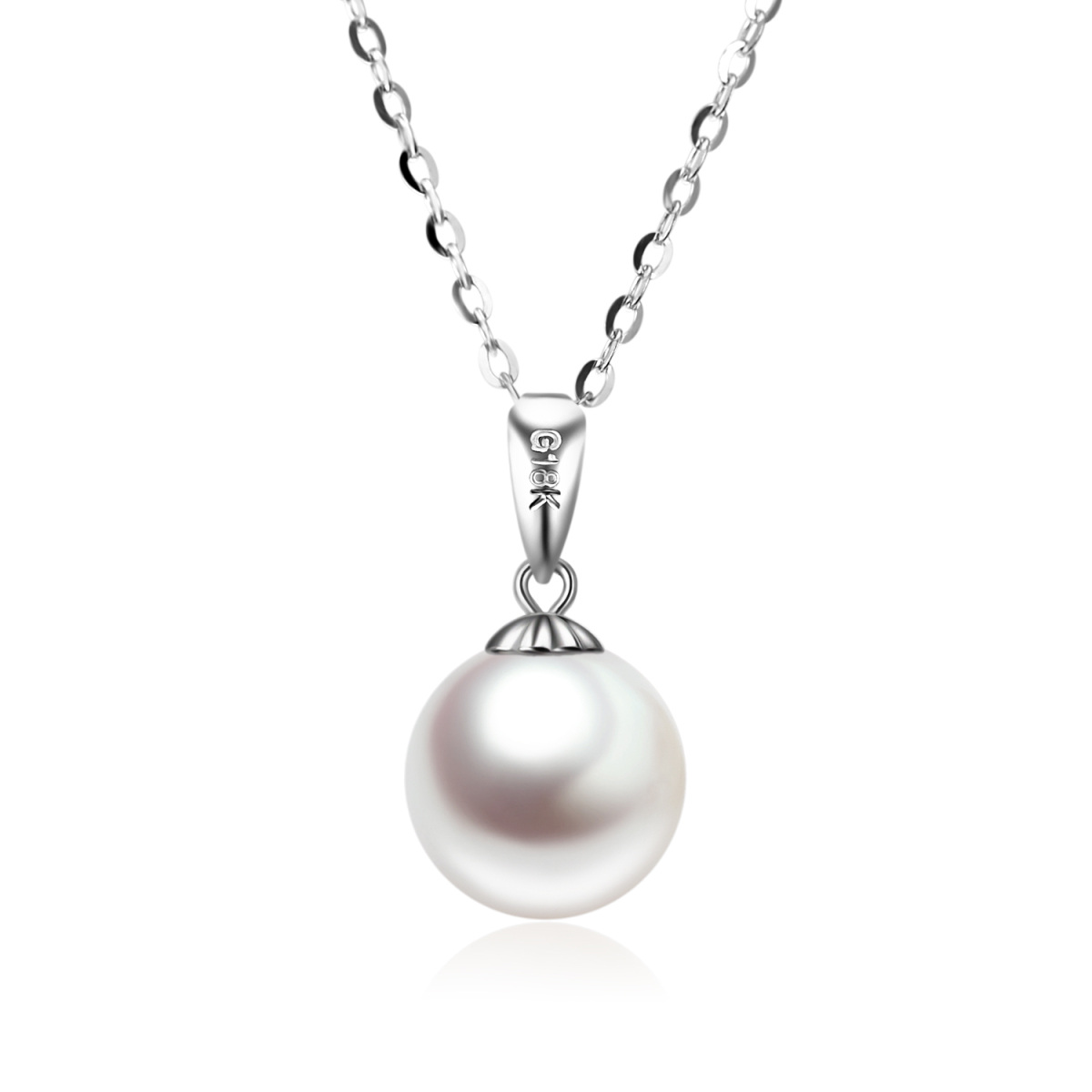 14K White Gold Extender Circular Pearl Strand Necklace For Women-1