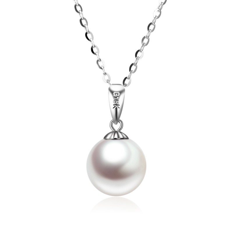 10K White Gold Extender Circular Pearl Strand Necklace For Women-5