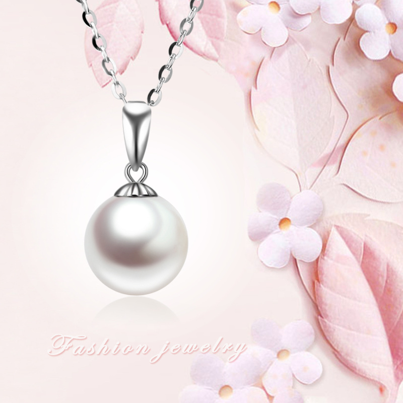 Colar de senhora com extensor em ouro branco 10K e pérolas circulares.-5