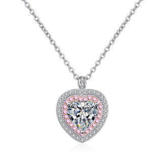 14K White Gold 1CT Lab Created Diamond Heart Pendant Necklace-11