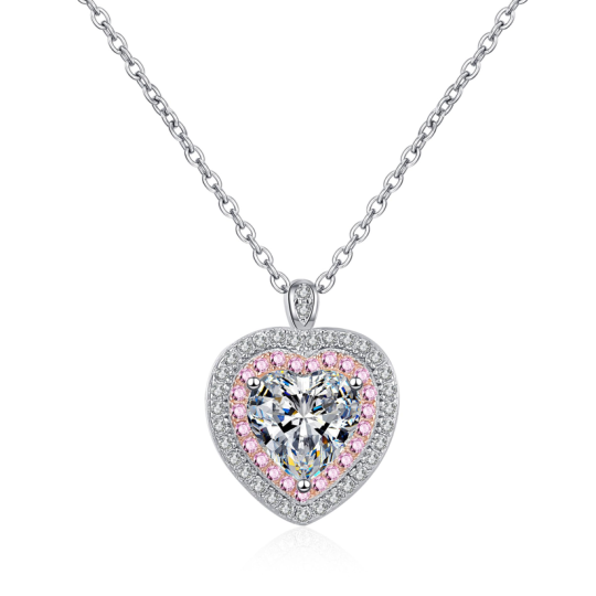 Collana con ciondolo a forma di cuore in oro bianco 14 carati con diamanti creati in laboratorio da 1 carato