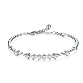 14K White Gold 1CT Lab Created Diamond Plain Bangle Bracelet-10