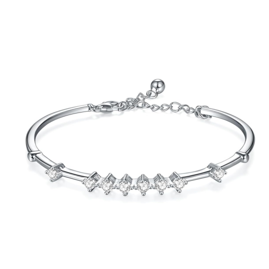 Bracelet jonc uni en or blanc 14 carats avec diamants synthétiques de 1 carat