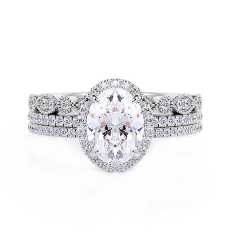 10K White Gold 1.5 to 5 CT Oval Moissanite Bridal Set-6
